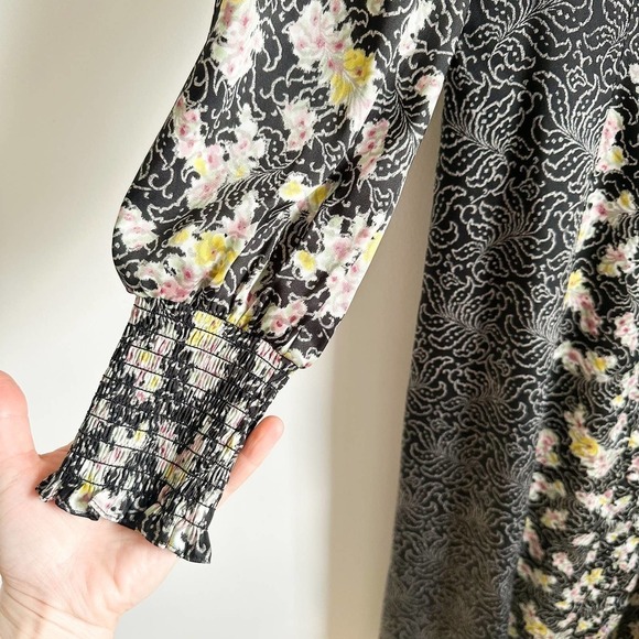 Cinq a Sept Black Mixed Floral Jessica Midi Dress sz 2 $425 - Picture 10 of 14